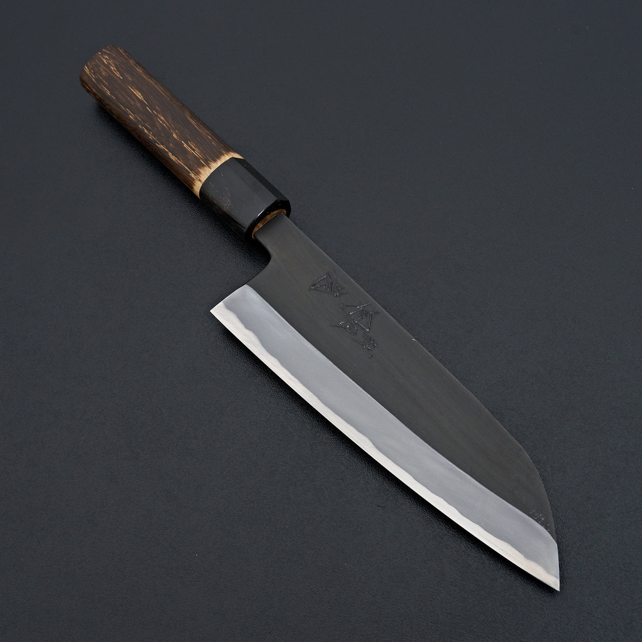 Tsukasa Hinoura Shirogami 2 Kurouchi Kasumi Santoku 165mm-Hinoura-Carbon Knife Co