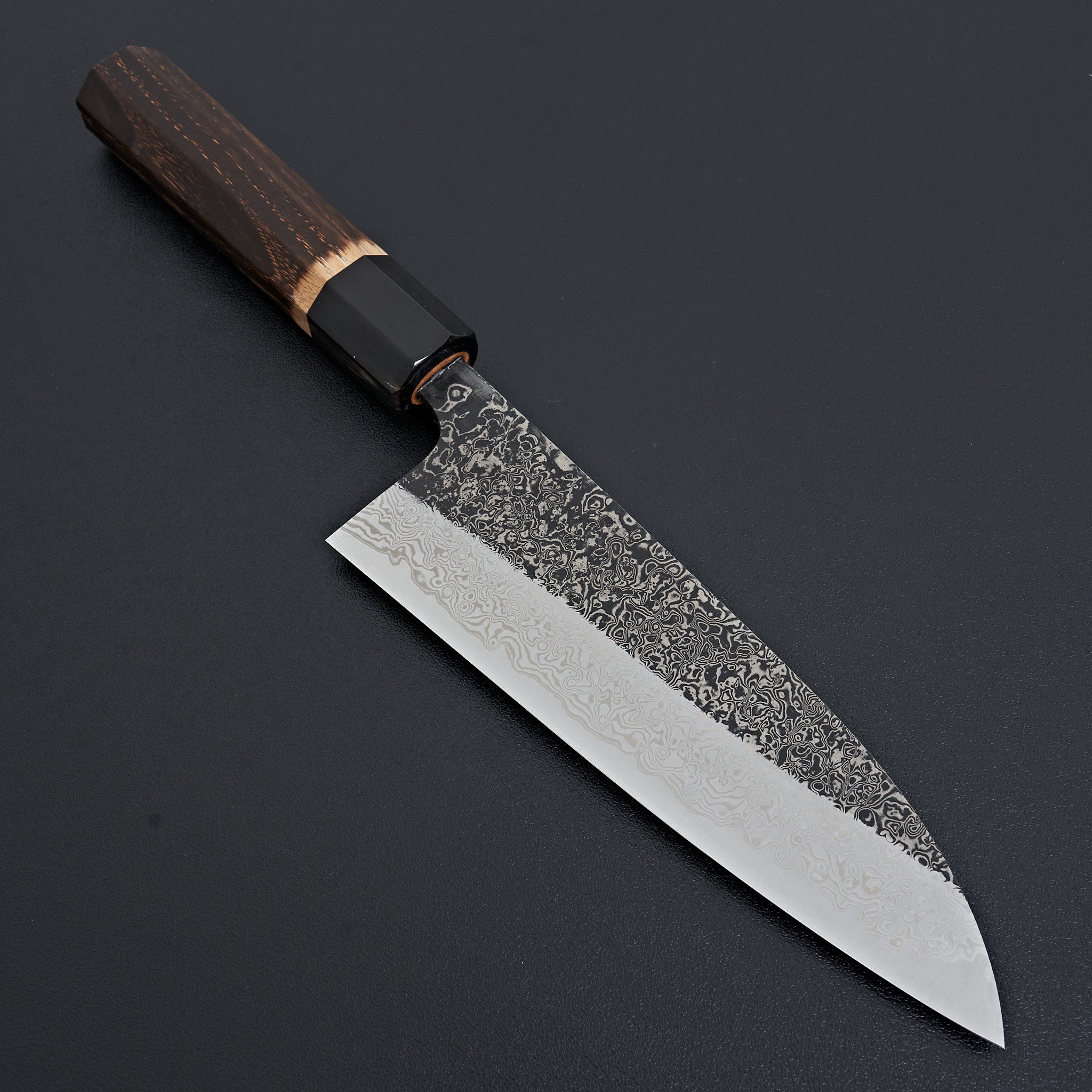 SLD鋼　切付　鬼反　黒刀 Yoshikane SLD Black Damascus Santoku 165mm