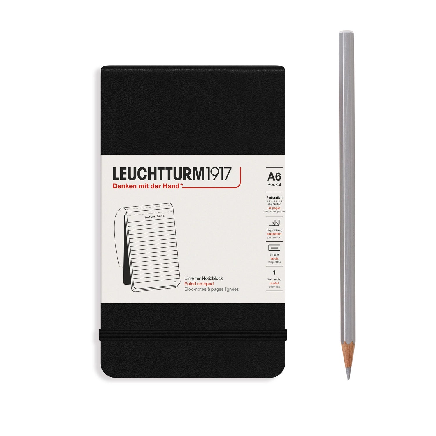 Notepad Carbon Style Leuchtturm1917 Notepad Ruled - Pocket (A6) - Black